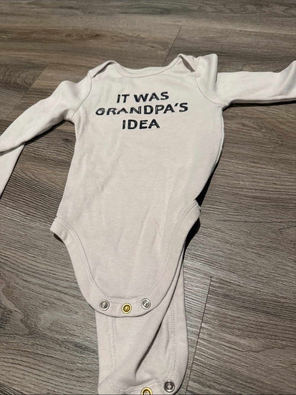 jumping beans Cream Long-Sleeve One-Piece Bodysuit with 'It Was Grandpa's Idea'